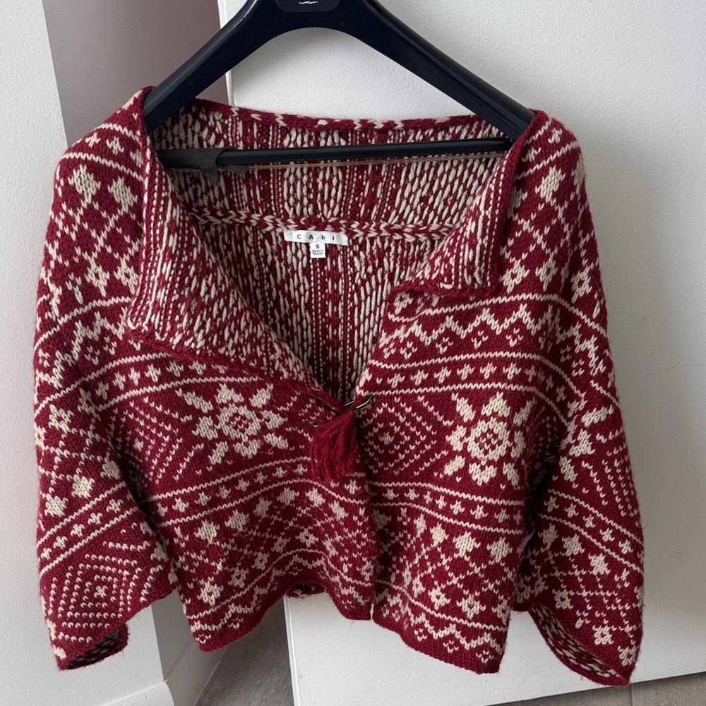 Women's Red and Cream Sweater